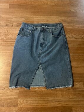 T.J.Maxx Blue Denim Midi Skirt with Front Slit